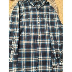 Oak Hill Stretch Button Down Shirt Mens 4XLT Blue Plaid Long Sleeve Big Tall